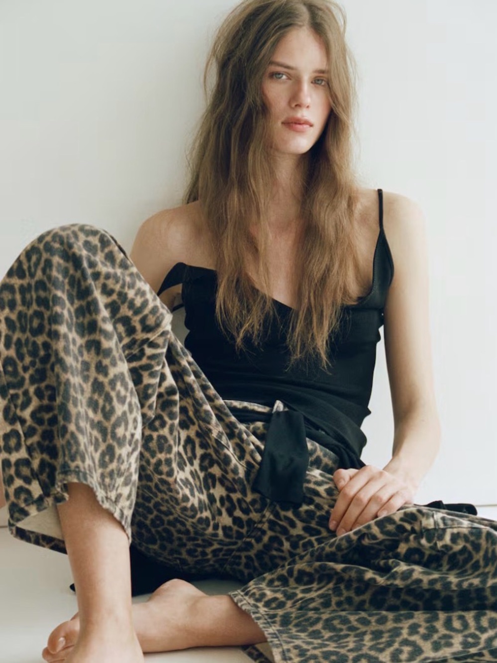 Leopard Print Wide-Leg Jeans - Black & Brown